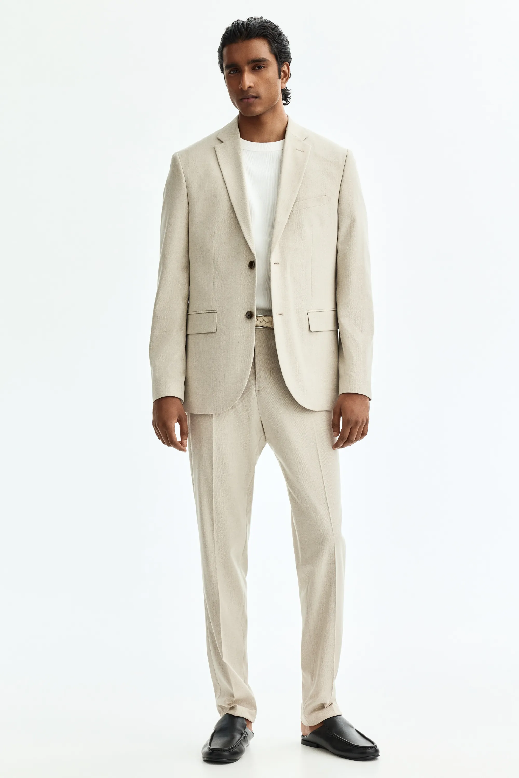 Veste Slim Fit à fermeture droite - Beige