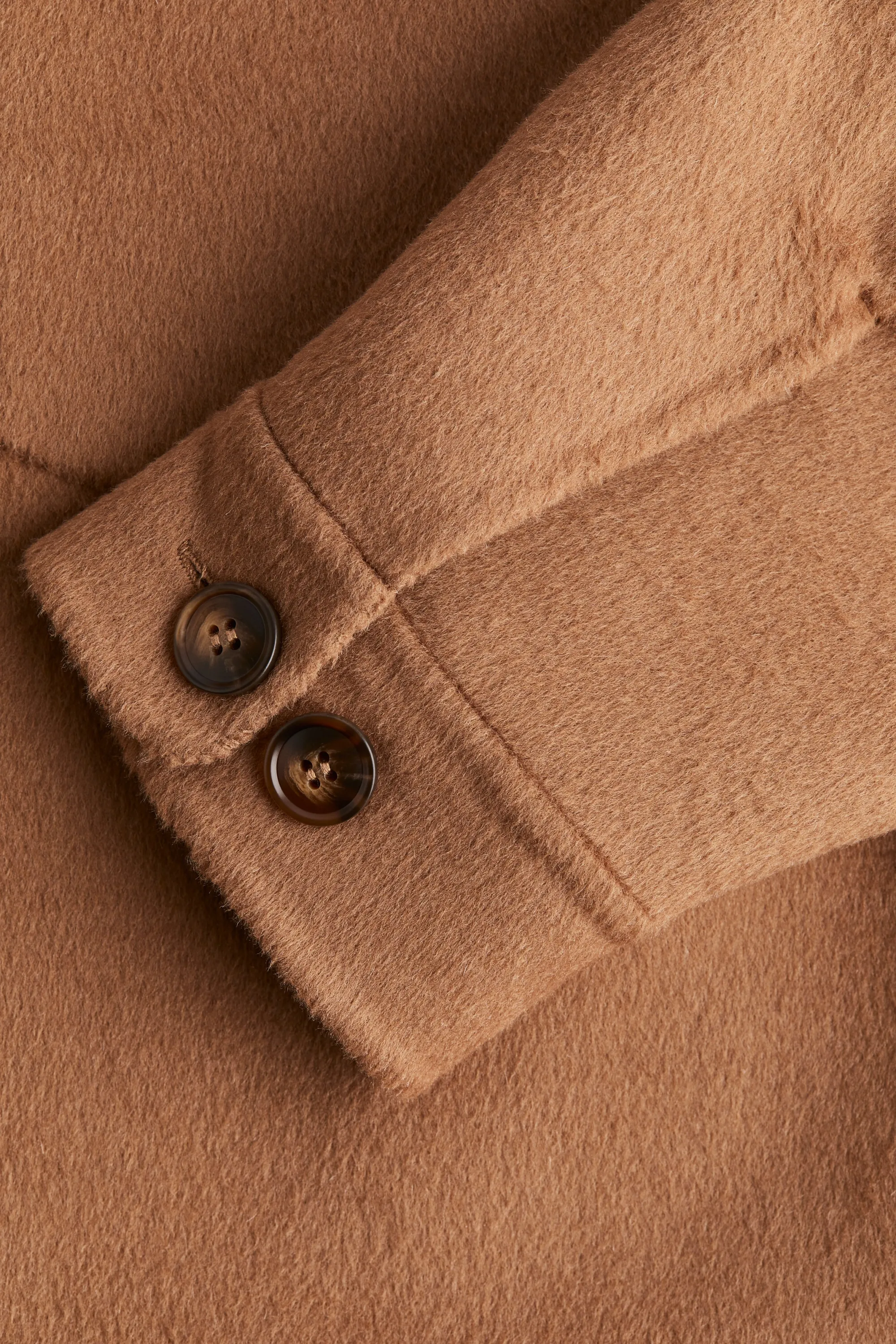 Veste-chemise faite main en laine mélangée - Marron