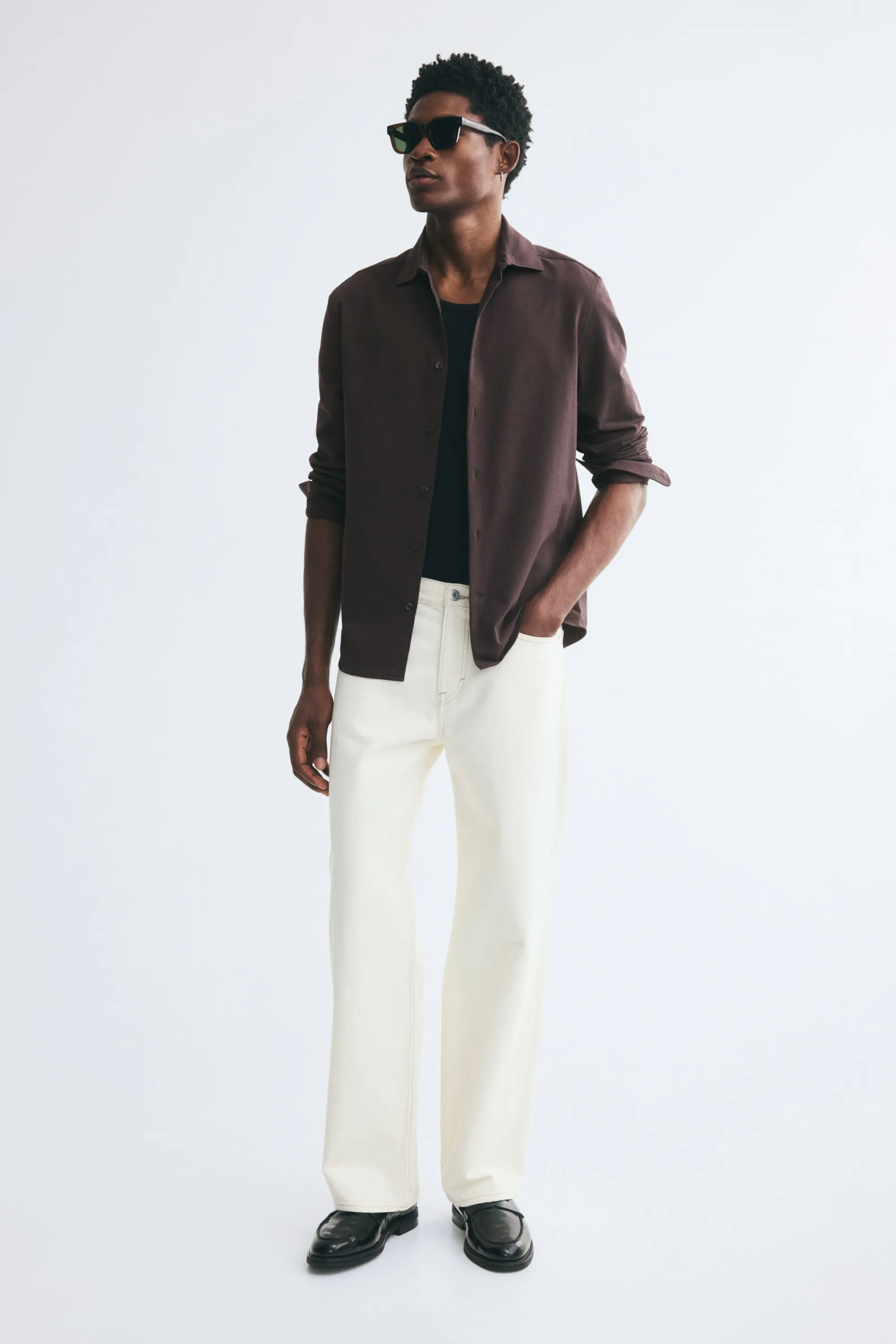 Chemise Four-Way Stretch Slim Fit - Marron foncé