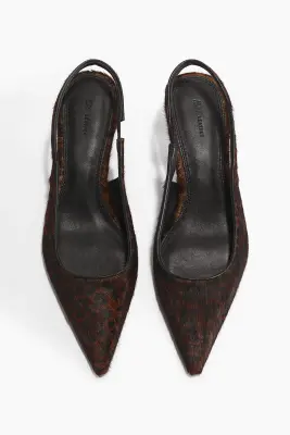 Escarpins en cuir avec bride arrière - Marron foncé/imitation léopard — photo 4