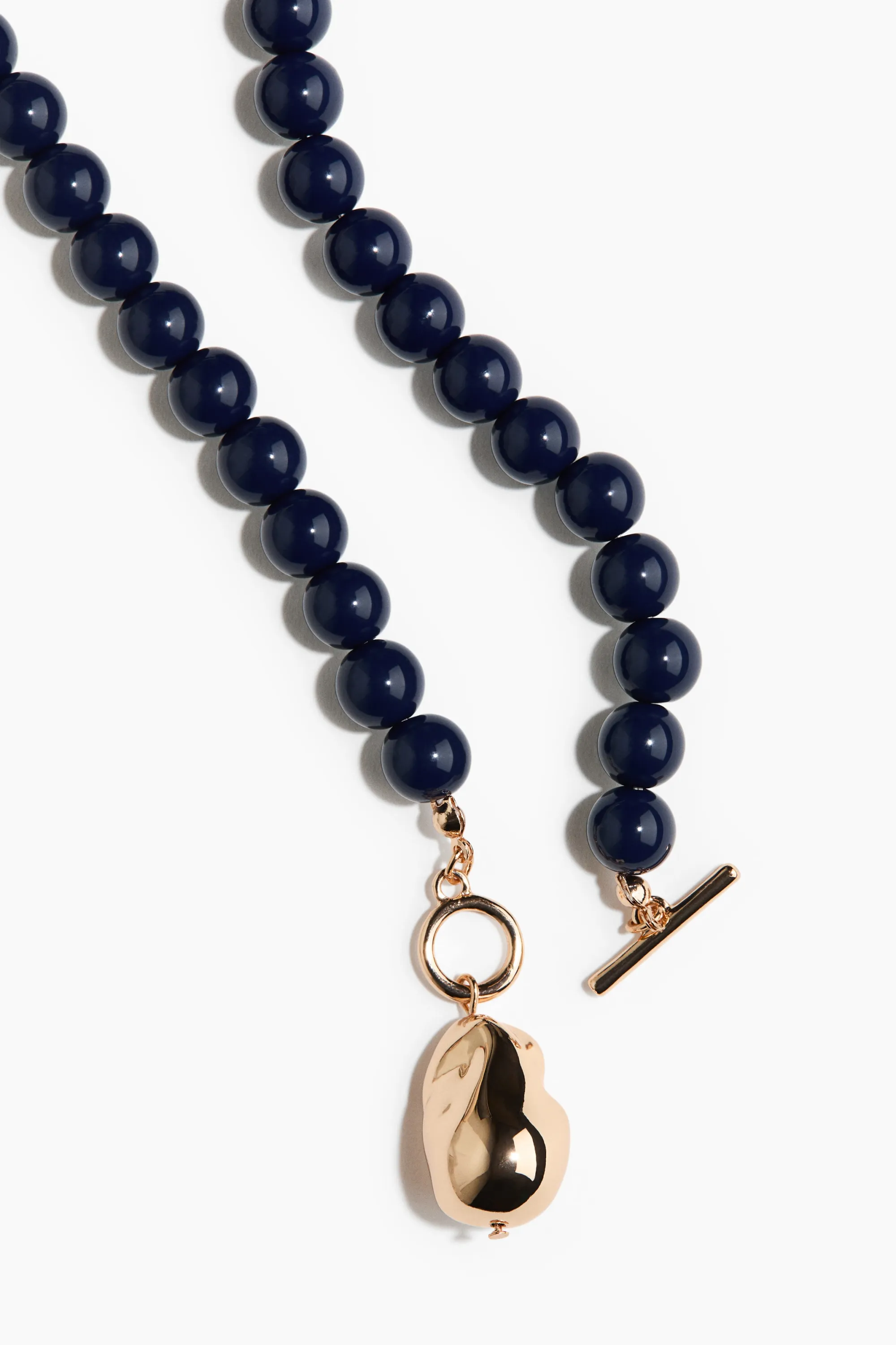 Collier avec perles fantaisie - Bleu marine/doré