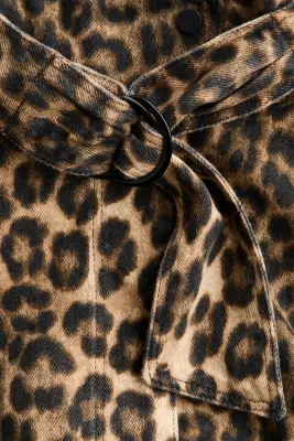 Veste imprimée à manches ballon - Beige/imprimé léopard — photo 3