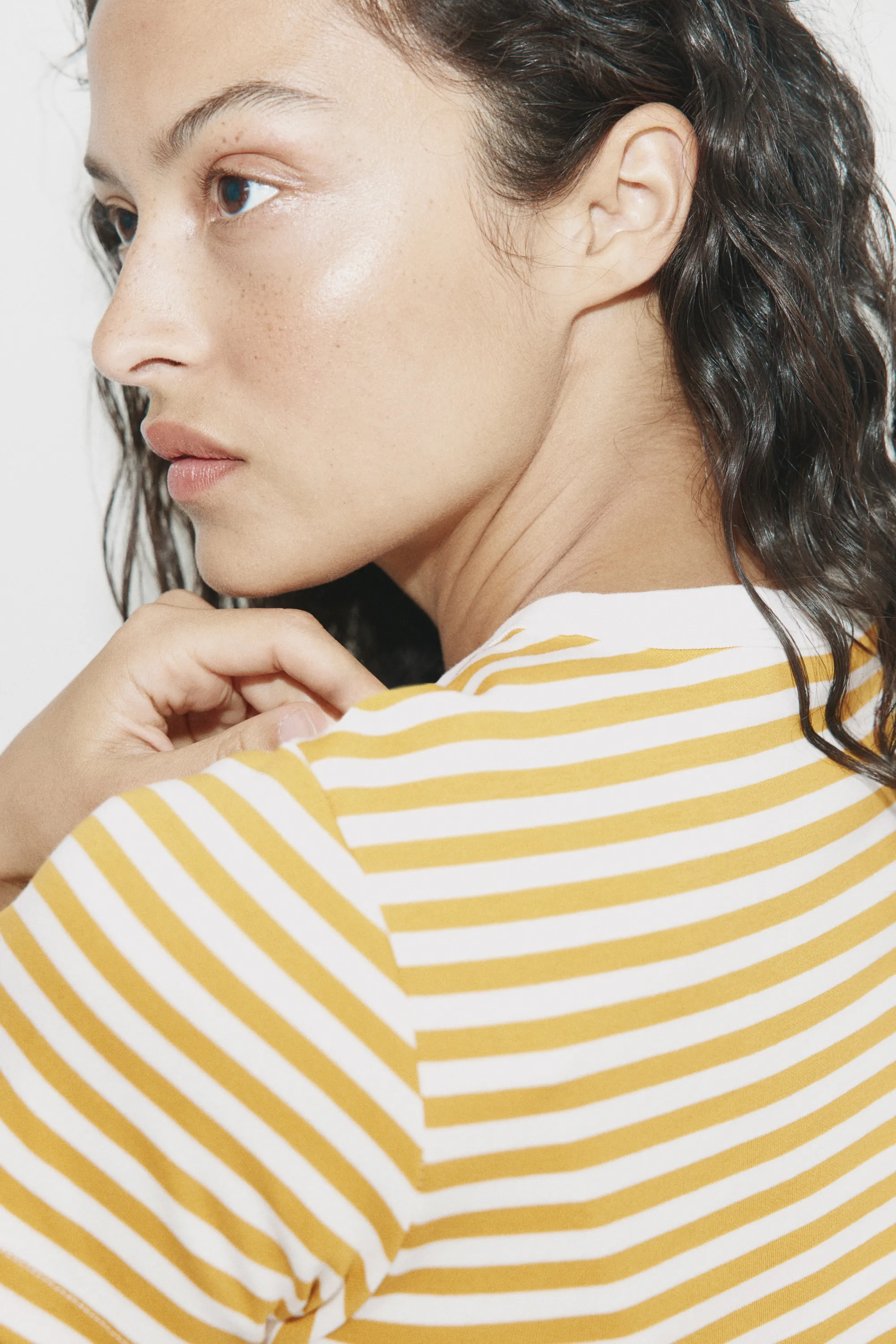 T-shirt en coton - Jaune/rayé