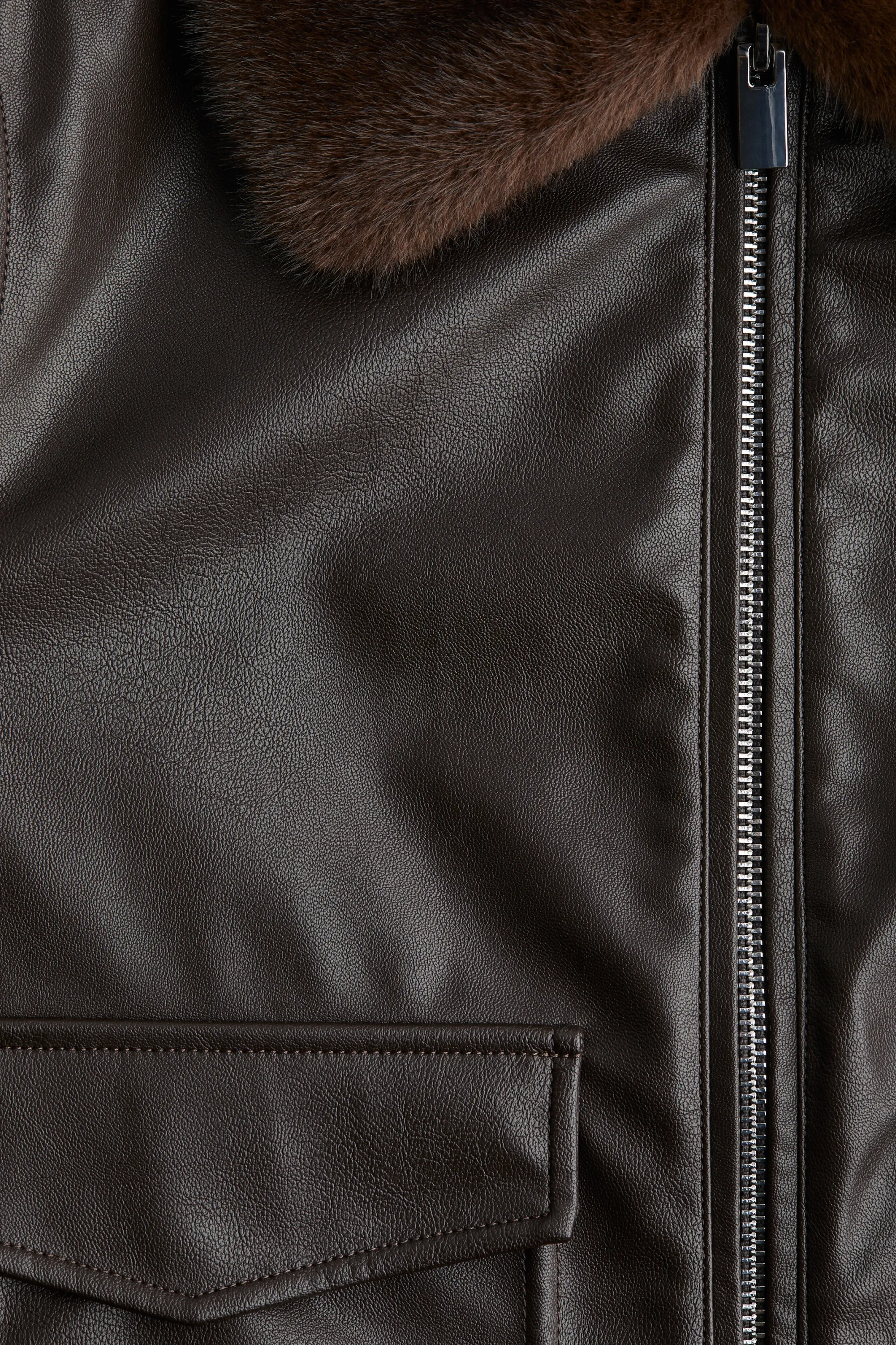 Veste en tissu enduit avec col - Marron foncé
