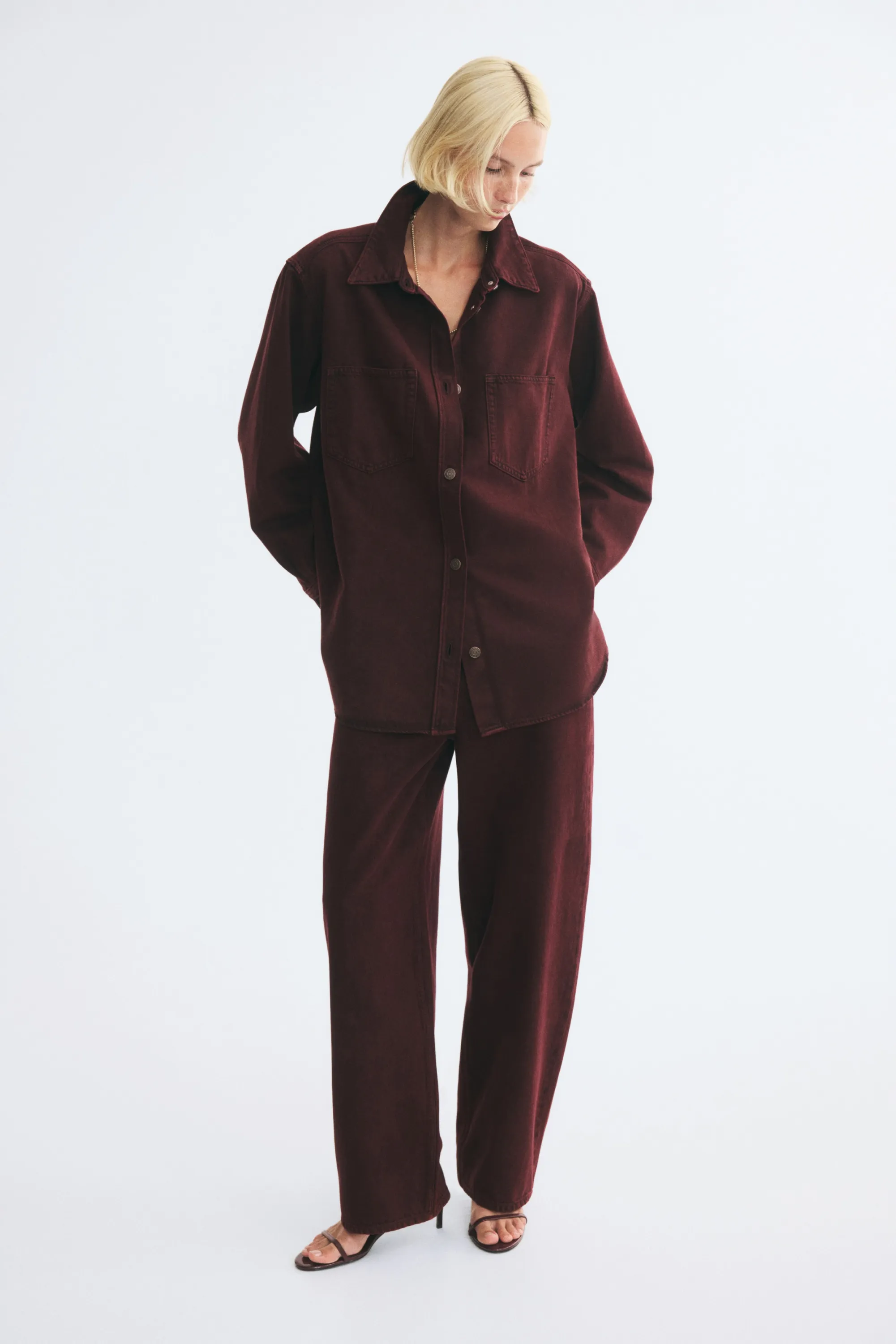 Chemise oversize en denim - Bordeaux