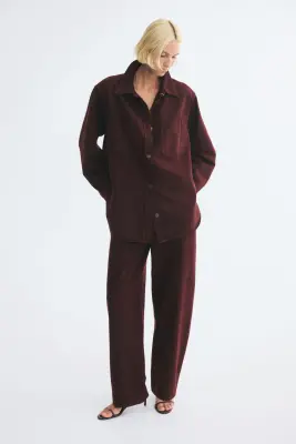 Chemise oversize en denim - Bordeaux — photo 1
