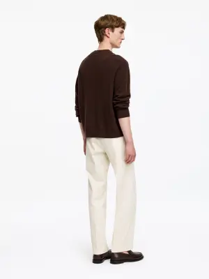 Pantalon décontracté en sergé de coton - Blanc cassé — photo 2