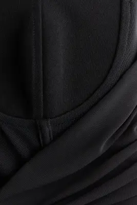 Crop top à effet drapé - Noir — photo 4