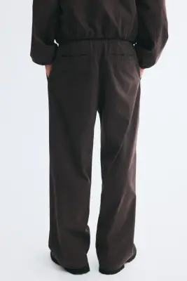 Pantalon plissé Loose Fit - Marron foncé — photo 2