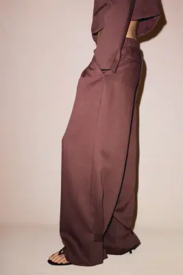 Pantalon en twill de viscose mélangée - Brun rouille — photo 2