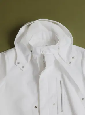 Multi Pockets Flapped Parka in White Waterproof Teflon — photo 3