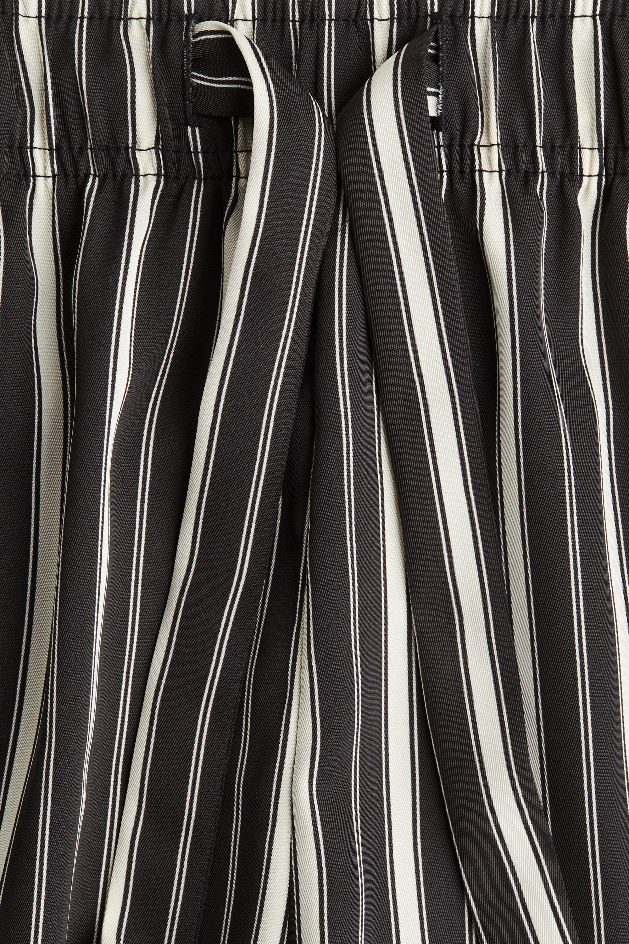 Pantalon en twill avec cordon de serrage - Noir/rayé