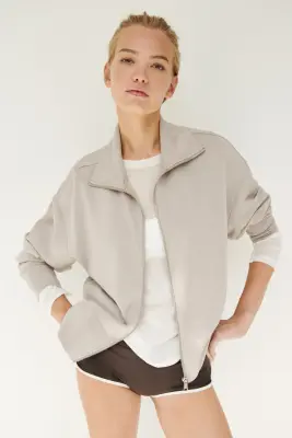 Veste de survêtement en jersey - Beige clair — photo 2