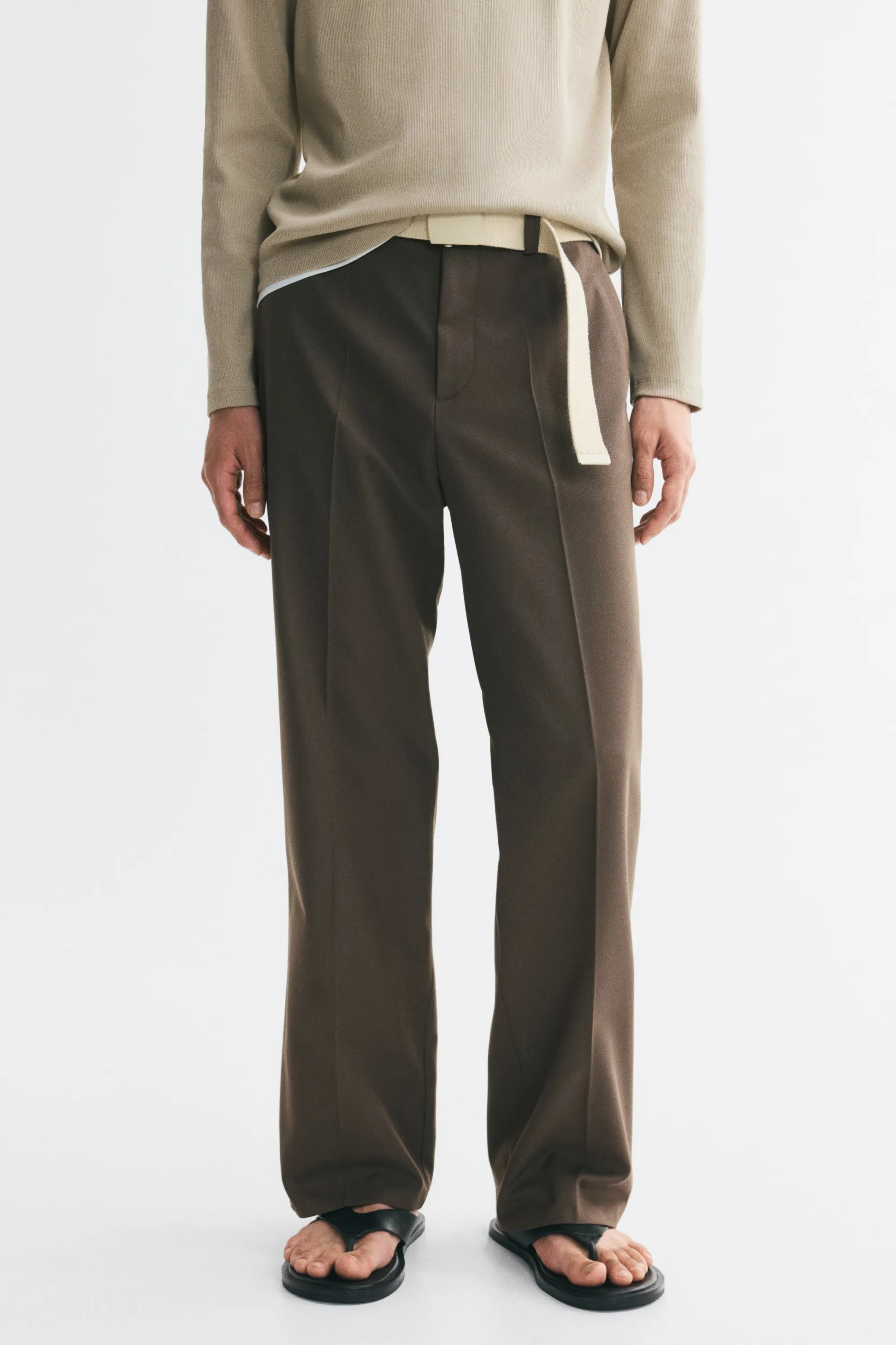 Pantalon chic Relaxed Fit à jambes larges - Marron