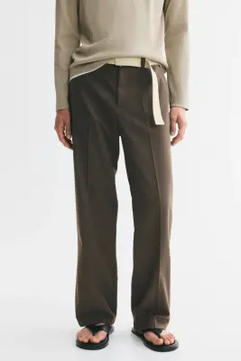 Pantalon chic Relaxed Fit à jambes larges - Marron — photo 1