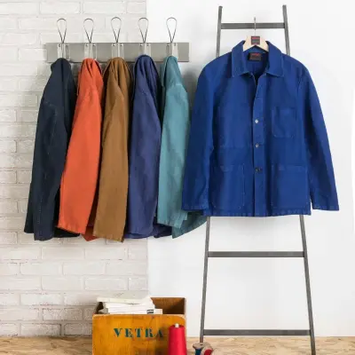 Veste Workwear en Moleskine en Coton Bio 4M/5 - Bleu du Roy — photo 1