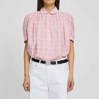 Blouse AJMERINE PINK checks - LAURENCE BRAS — photo 2