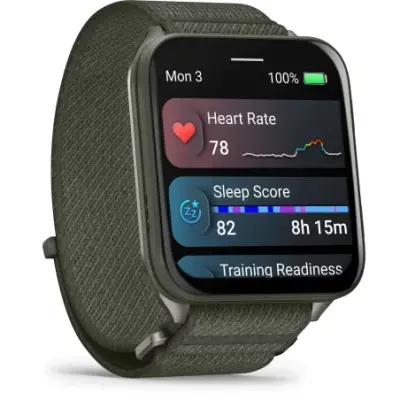 Garmin Venu X1 Vert Moss fond titane Gray bracelet nylon ComfortFit vert Moss 010-02980-03 — photo 2