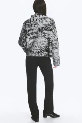 Pull jacquard carré - Noir et Gris — photo 2