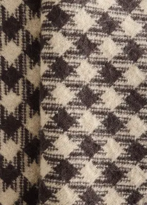 Écharpe en mohair mélangé à motif pied-de-poule - Beige/Pied-de-poule — photo 1