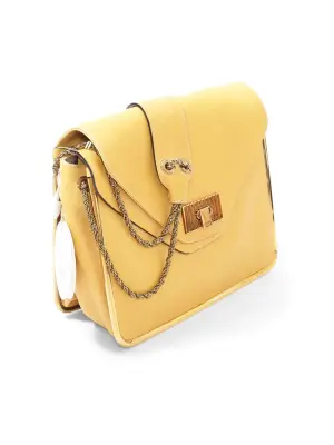Sac Sally moyen modèle en cuir grainé jaune citron et chaîne dorée NEUF Prix boutique 1710€ — photo 4