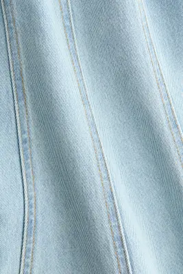 Robe en denim avec jupe évasée - Bleu denim clair — photo 4