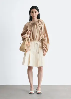 Blouse sculpturale à cordon de serrage - Beige — photo 3