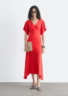 Robe longue à col en V - Rouge — photo 1