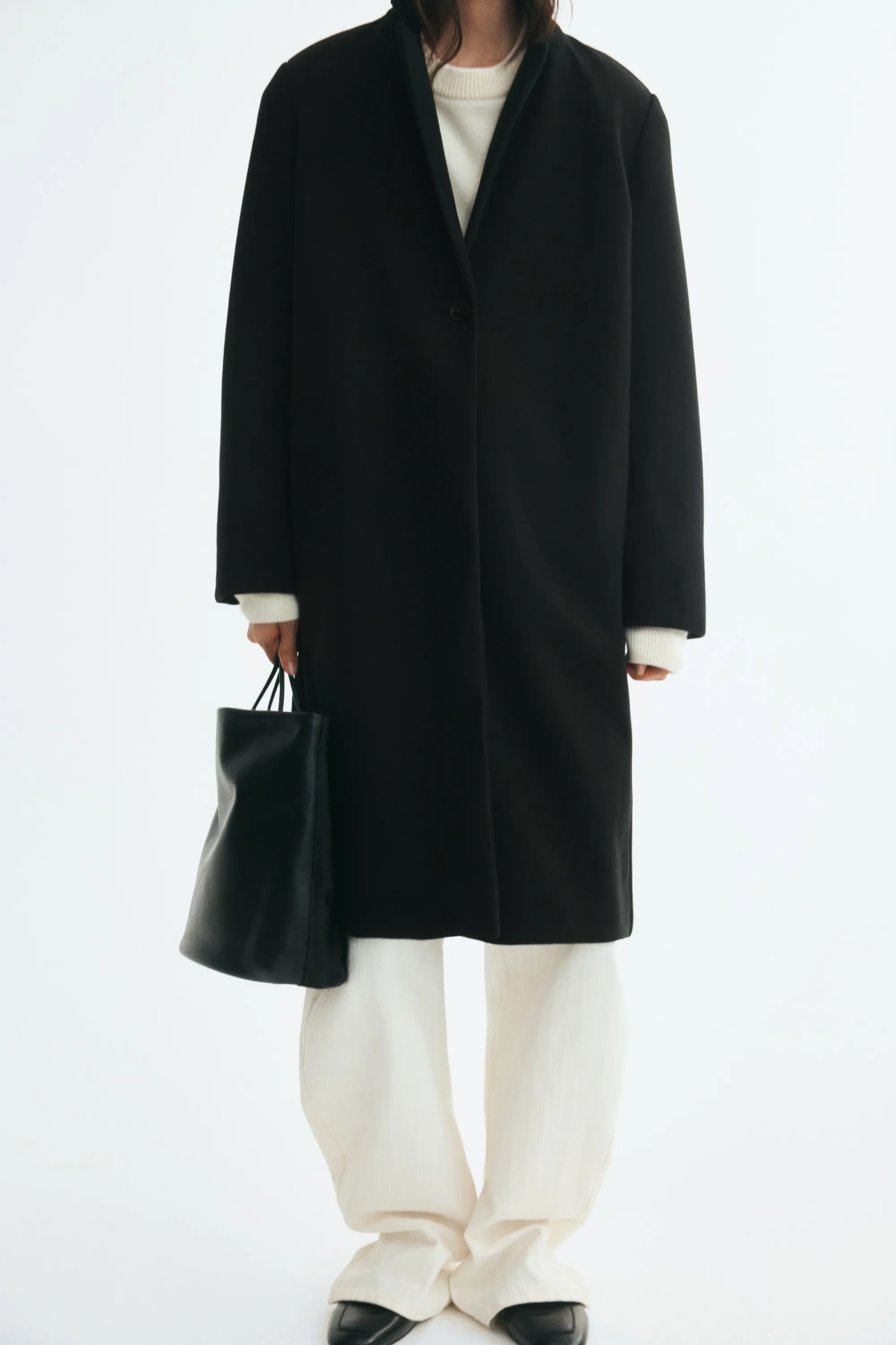 Manteau à fermeture droite - Noir