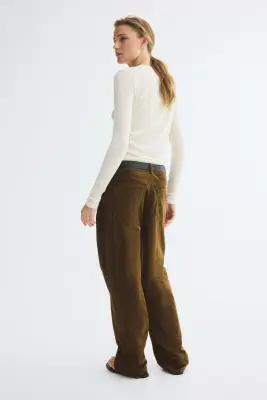 Pantalon en velours de coton côtelé - Marron foncé — photo 4