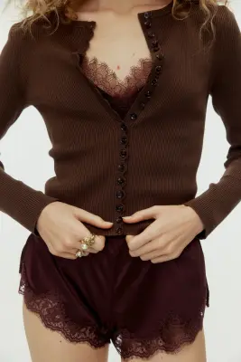 Gilet côtelé - Marron — photo 1