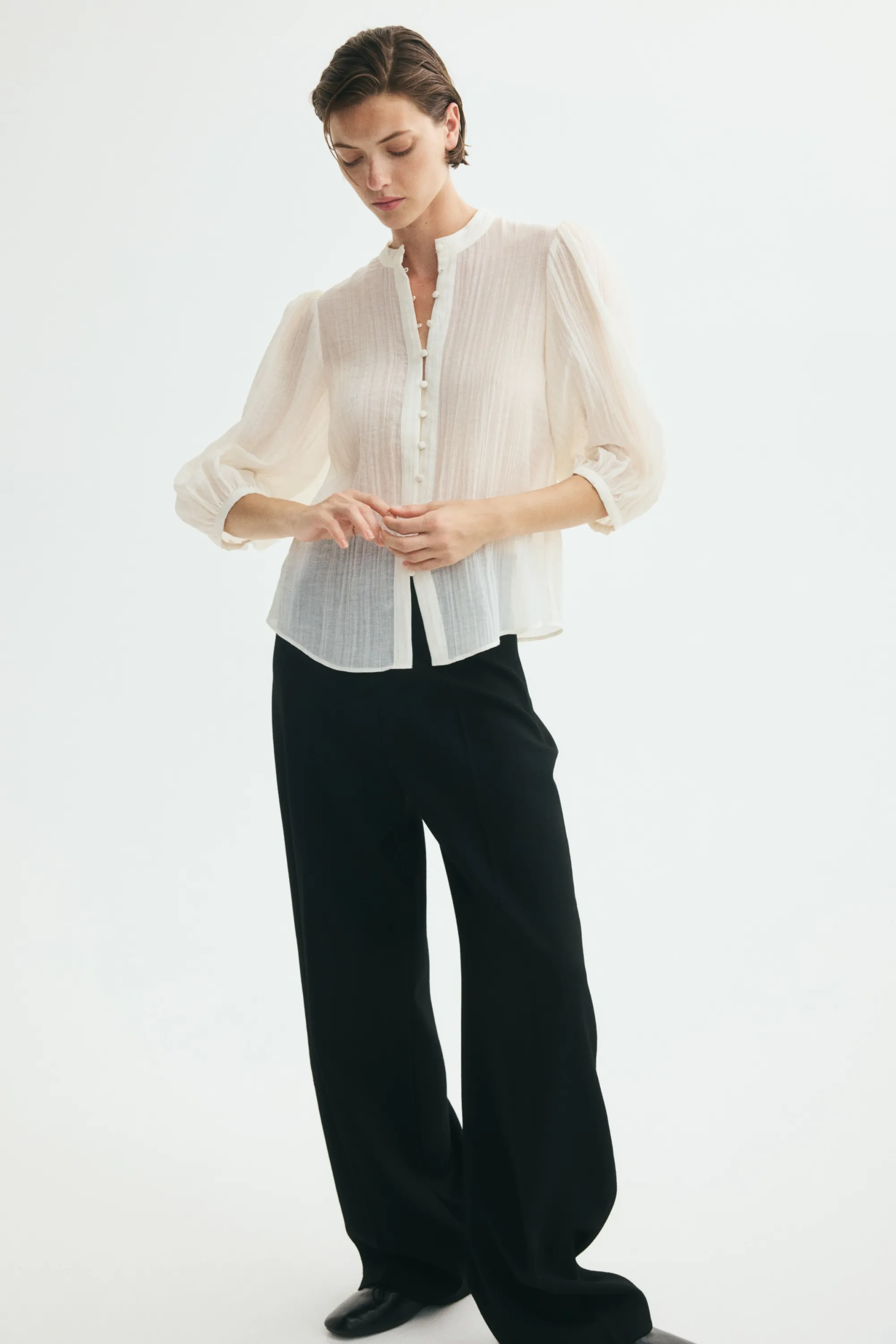 Blouse à manches ballon - Crème