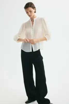 Blouse à manches ballon - Crème — photo 1