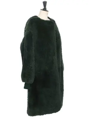 Manteau shearling en peau retournée vert foncé Prix boutique 6650$ Taille 36 — photo 3