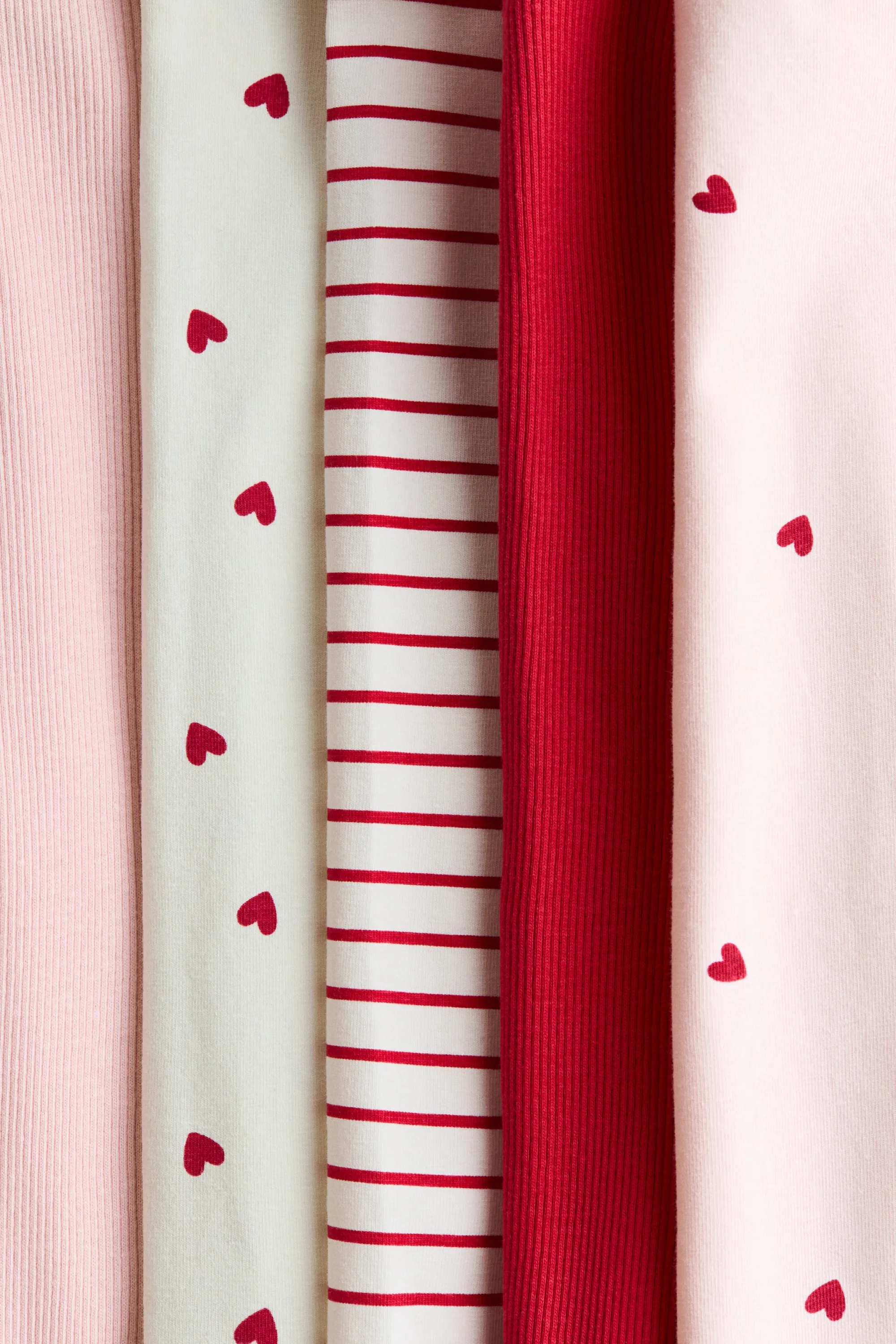 Lot de 5 leggings en coton - Rose clair/cœurs