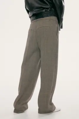 Pantalon chic en twill - Taupe/carreaux — photo 3