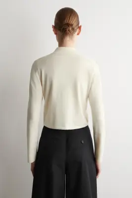 CARDIGAN EN MAILLE DE COTON À DÉTAILS POCHES - ÉCRU — photo 3