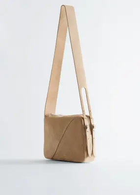 Sac porté épaule en cuir - Beige — photo 1