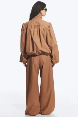 Veste de survêtement oversize à col cheminée - Marron moyen — photo 4