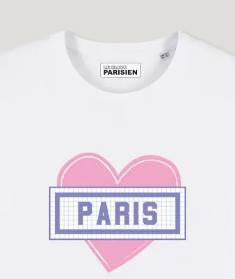 T-SHIRT COTON BIO IMPRIMÉ - COEUR PARIS - BLANC — photo 2