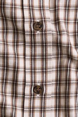 Chemise oversize en coton - Beige clair/carreaux — photo 5