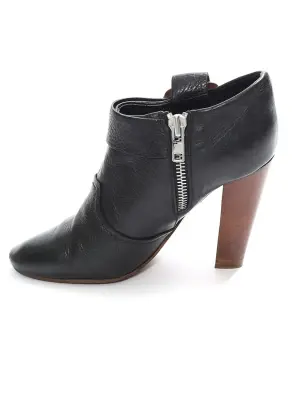 Bottines à talon en cuir noir et talon bois Px boutique 450€ Taille 39 — photo 5