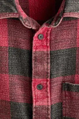 Chemise Relaxed Fit en coton - Rouge/carreaux — photo 5