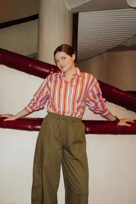 Chemise rayée oversize Femme — photo 2