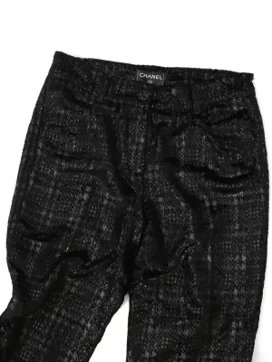 Pantalon droit en velours moiré noir lamé argent bouton bijoux Fall 2004 Prix boutique 4000€ Taille 34 — photo 5