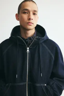 Veste à capuche en denim - Bleu denim foncé — photo 1