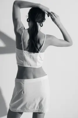 Linen-blend beach skirt - Blanc — photo 3