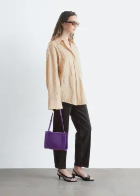 Chemise oversize froissée - Beige — photo 4