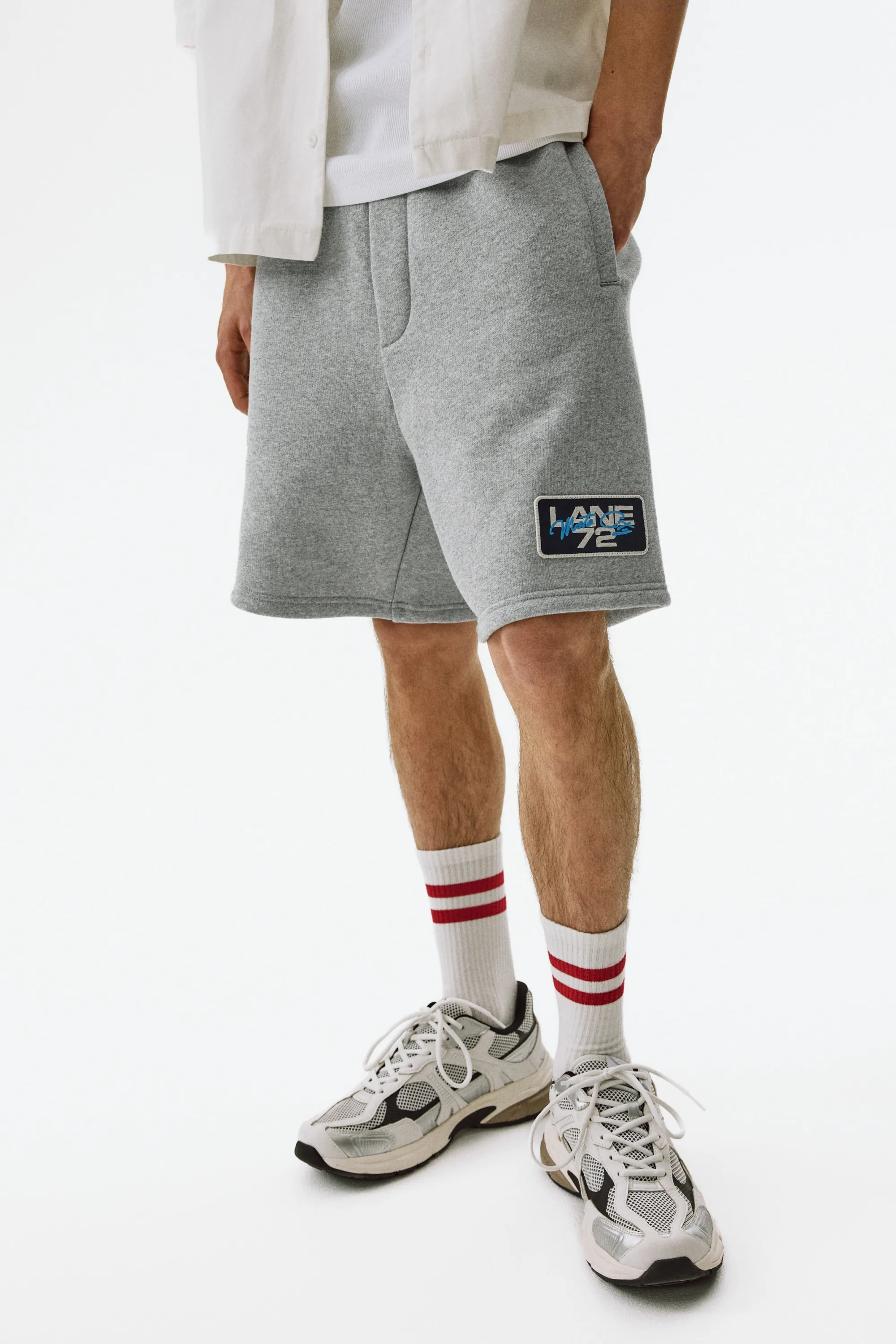 Short Relaxed Fit en molleton - Gris chiné