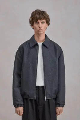 Exhibition Jacket - Flanelle de laine Gris Chiné — photo 3